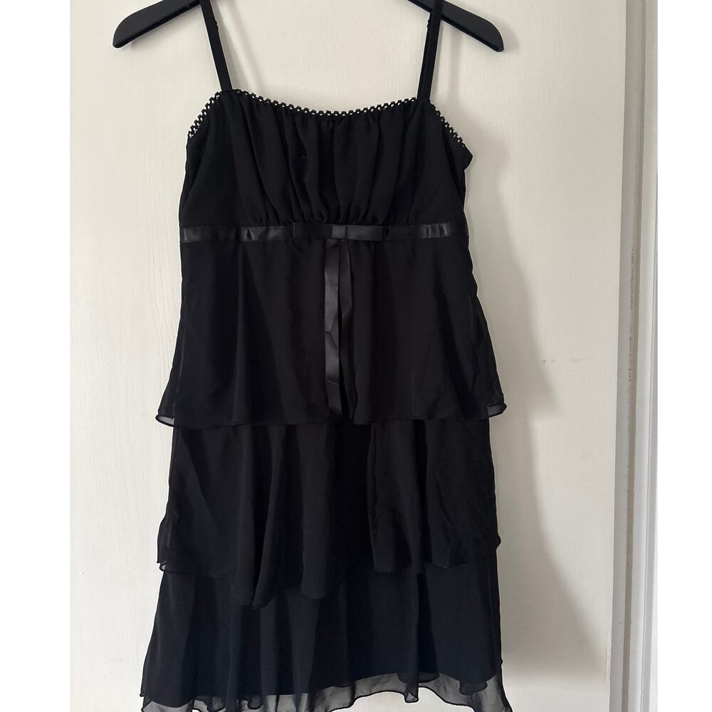 Studio Y Y2K Coquette Whimsigoth Layered Chiffon Black Babydoll Dress Size 7